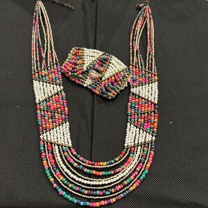 Vintage Beaded Necklace and Bracelet Set
